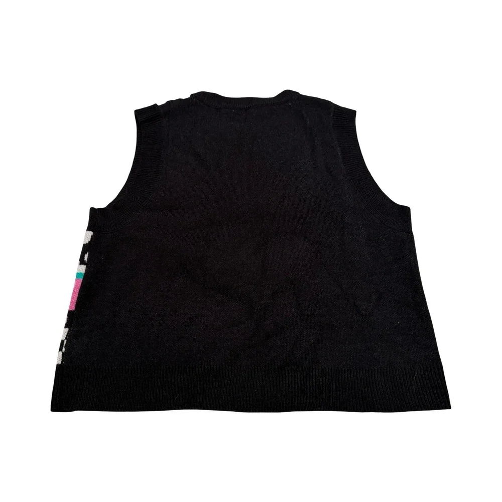 H&M Divided Small Peace Sign Checkerboard Graphic Knit Sweater Vest NWT‎